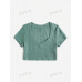 SHEIN EZwear - женский однотонный укороченный топ приталенного кроя, кадет синий