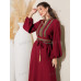 SHEIN Mulvari Женское платье с вырезом и геометрическим узором, бургундия SHEIN Mulvari Женское платье с вырезом и геометрическим узором, бургундия