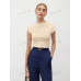 SHEIN BIZwear Женская однотонная футболка с короткими рукавами и воротником-стойкой, абрикос