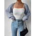 SHEIN EZwear Однотонный базовый укороченный кардиган с открытой передней частью, голубые SHEIN EZwear Однотонный базовый укороченный кардиган с открытой передней частью, голубые