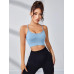 SHEIN Yoga Модный женский бесшовный спортивный бюстгальтер в контрастную полоску, голубые SHEIN Yoga Модный женский бесшовный спортивный бюстгальтер в контрастную полоску, голубые