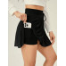 SHEIN VARSITY Спортивная теннисная базовая сетка с поясом и юбкой, черный