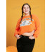 SHEIN Толстовка с заниженными плечами и мультяшным узором, апельсин SHEIN Толстовка с заниженными плечами и мультяшным узором, апельсин