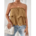 SHEIN Essnce женский однотонный плиссированный топ без бретелек, хаки