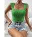 SHEIN Essnce Женская текстурированная однотонная укороченная майка с квадратным вырезом, зеленый