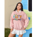 SHEIN Plus 1 шт. Толстовка с заниженными плечами с рисунком и буквами, розовый SHEIN Plus 1 шт. Толстовка с заниженными плечами с рисунком и буквами, розовый