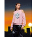 SHEIN Толстовка с открытыми плечами и принтом фигур и звезд, детский розовый SHEIN Толстовка с открытыми плечами и принтом фигур и звезд, детский розовый
