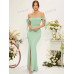 SHEIN Belle Женское платье для подружки невесты на одно плечо с пышными рукавами и узлом, мятно-зеленый