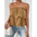 SHEIN Essnce женский однотонный плиссированный топ без бретелек, хаки