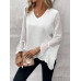SHEIN Clasi Swiss Блузка с рукавами-колокольчиками и запахом в горошек, белый