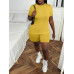 SHEIN Slayr Женский однотонный комплект из футболки и шорт с круглым вырезом и короткими рукавами, желтый SHEIN Slayr Женский однотонный комплект из футболки и шорт с круглым вырезом и короткими рукавами, желтый