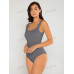 SHEIN BASICS Однотонное облегающее боди с квадратным вырезом, серый