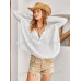 SHEIN BohoFeels Женская однотонная текстурированная рубашка в стиле пэчворк, белый