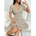 SHEIN EZwear Женское платье с глубоким v-образным вырезом и короткими рукавами с принтом, абрикос