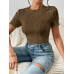 SHEIN Трикотажное боди из однотонной ребристой ткани Frenchy, кофейный коричневый