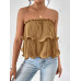 SHEIN Essnce женский однотонный плиссированный топ без бретелек, хаки