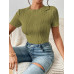 SHEIN Трикотажное боди из однотонной ребристой ткани Frenchy, зеленый