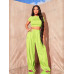 SHEIN SXY Женская укороченная футболка однотонного цвета и широкие плиссированные брюки 2 шт./компл., желтый