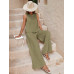 SHEIN LUNE Женский однотонный повседневный комплект из двух предметов свободного кроя, армейский зеленый