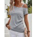 SHEIN Clasi Асимметричная футболка с воротником и пуговицами, светло-серый SHEIN Clasi Асимметричная футболка с воротником и пуговицами, светло-серый