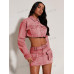 SHEIN BAE Короткая джинсовая куртка с пуговицами спереди и потертым краем, розовый