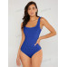 SHEIN BASICS Однотонное облегающее боди с квадратным вырезом, королевский синий