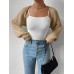 SHEIN EZwear Однотонный базовый укороченный кардиган с открытой передней частью, верблюд SHEIN EZwear Однотонный базовый укороченный кардиган с открытой передней частью, верблюд