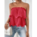 SHEIN Essnce женский однотонный плиссированный топ без бретелек, красный