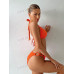 SHEIN Swim BAE Однотонный текстурированный комплект из двух частей купальника, апельсин