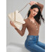 SHEIN BIZwear Элегантная сумка через плечо с клапаном и шевронным рисунком, бежевый