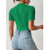 SHEIN Трикотажное боди из однотонной ребристой ткани Frenchy, зеленый