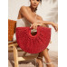 SHEIN VCAY Твердая соломенная большая сумка, красный