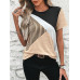SHEIN Clasi Полосатая футболка с короткими рукавами и круглым вырезом с цветными блоками, абрикос SHEIN Clasi Полосатая футболка с короткими рукавами и круглым вырезом с цветными блоками, абрикос