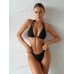 SHEIN Swim BAE Однотонный текстурированный комплект из двух частей купальника, черный