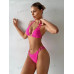 SHEIN Swim BAE Однотонный текстурированный комплект из двух частей купальника, ярко-розовый