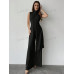 SHEIN Privé Комплект из топа и брюк с длинными рукавами и высоким воротником, черный
