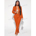 SHEIN SXY Женский однобортный пиджак с закругленным воротником, жженый апельсин