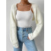 SHEIN EZwear Однотонный базовый укороченный кардиган с открытой передней частью, белый SHEIN EZwear Однотонный базовый укороченный кардиган с открытой передней частью, белый