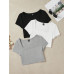 SHEIN EZwear 3 шт. однотонная приталенная футболка с круглым вырезом и короткими рукавами, многоцветный