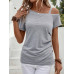 SHEIN Clasi Асимметричная футболка с воротником и пуговицами, светло-серый SHEIN Clasi Асимметричная футболка с воротником и пуговицами, светло-серый