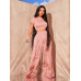 SHEIN SXY Женская укороченная футболка однотонного цвета и широкие плиссированные брюки 2 шт./компл., розовый