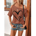 SHEIN Clasi Женская футболка с принтом Love Heart и нерегулярными плечами, раст браун SHEIN Clasi Женская футболка с принтом Love Heart и нерегулярными плечами, раст браун