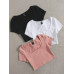 SHEIN EZwear 3 шт. однотонная приталенная футболка с круглым вырезом и короткими рукавами, пыльный розовый