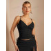 SHEIN BAE Однотонный топ на бретельках с молнией сзади и завязками, черный