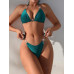 SHEIN Swim BAE Однотонный текстурированный комплект из двух частей купальника, бирюзовый синий