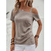 SHEIN Clasi Асимметричная футболка с воротником и пуговицами, мокко браун SHEIN Clasi Асимметричная футболка с воротником и пуговицами, мокко браун