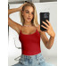 SHEIN BAE женская сексуальная однотонная майка с открытой спиной, красный SHEIN BAE женская сексуальная однотонная майка с открытой спиной, красный