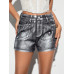 SHEIN BAE Женские узкие джинсовые шорты с высокой талией цвета металлик, многоцветный SHEIN BAE Женские узкие джинсовые шорты с высокой талией цвета металлик, многоцветный