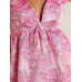 SHEIN Haute Жаккардовое платье с рюшами и бантом на рукавах, розовый