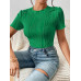 SHEIN Трикотажное боди из однотонной ребристой ткани Frenchy, зеленый